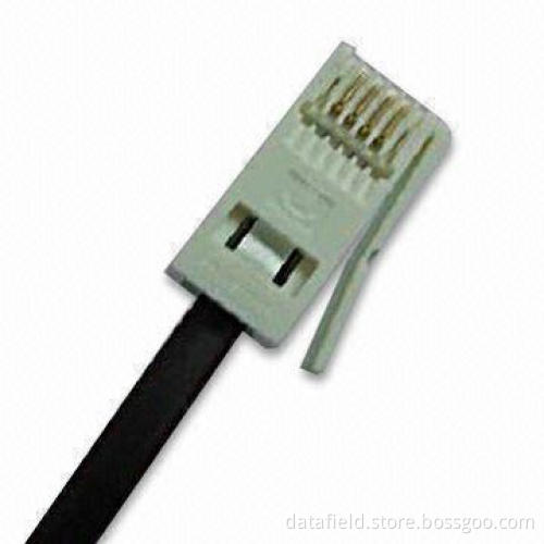 UK Tel Plug with 4 x 1/T250 Tinsel, Bare Copper 7/0.12, 7/0.16 Conductor
